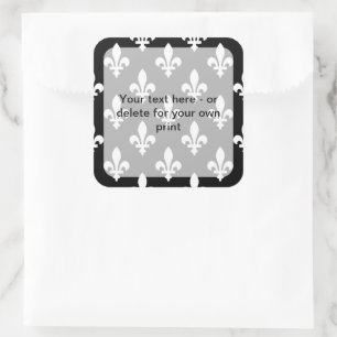 Fleur de Lis Mönster, Fransk, Royal, White Fyrkantigt Klistermärke