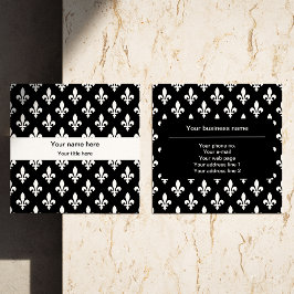 Fleur de Lis Mönster, Fransk, Royal, White Fyrkantigt Visitkort