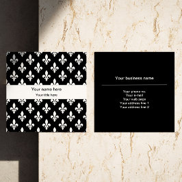 Fleur de Lis Mönster, Fransk, Royal, White Fyrkantigt Visitkort