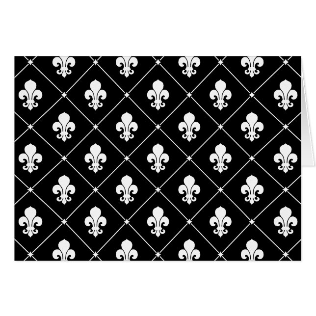 Fleur De Lis Mönster Hälsningskort (Framsidan Horizontal)