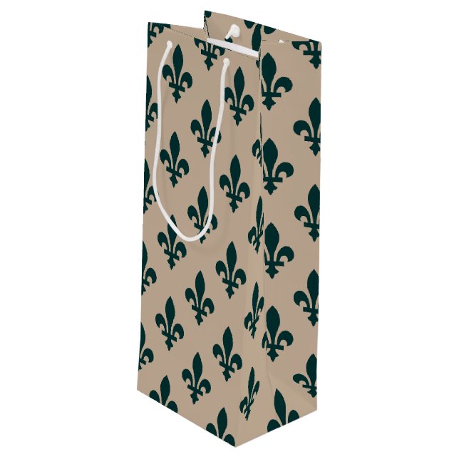Fleur de Lis-mönster, kunglig fransk grön på kräm (Baksidan Vinklad)