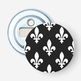 Fleur de Lis-mönster, kunglig fransk, vit på svart Flasköppnare