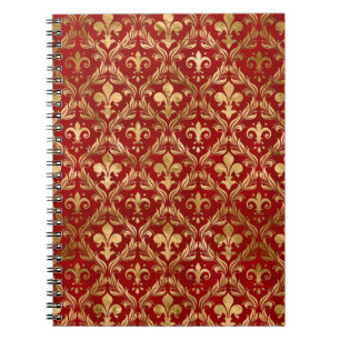Fleur-de-lis mönster lyxröd anteckningsbok