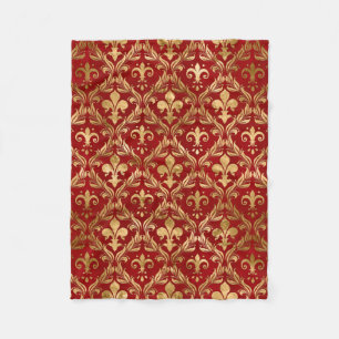 Fleur-de-lis mönster lyxröd fleecefilt