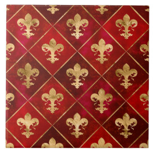 Fleur-de-lis mönster lyxröd kakelplatta