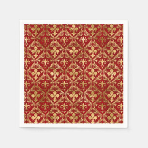 Fleur-de-lis mönster lyxröd pappersservett