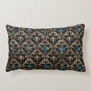 Fleur-de-lis-mönster marmor och guld lumbarkudde