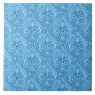 Fleur-de-lis mönster - mild himlar blue kakelplatta