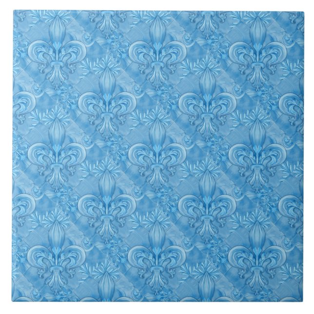 Fleur-de-lis mönster - mild himlar blue kakelplatta (Framsidan)