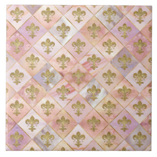 Fleur-de-lis mönster Pastel Quartz Kakelplatta
