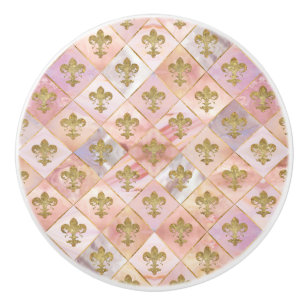 Fleur-de-lis mönster Pastel Quartz Knopp