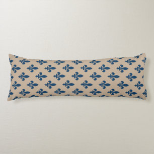 Fleur de Lis-mönster, Royal fransk blå på kräm Kroppskudde
