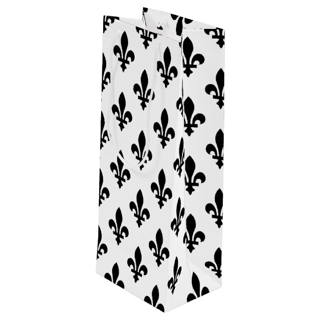 Fleur de Lis Mönster, Royal Fransk, Black on White (Baksidan Vinklad)
