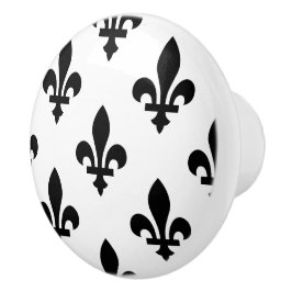 Fleur de Lis Mönster, Royal Fransk, Black on White Knopp