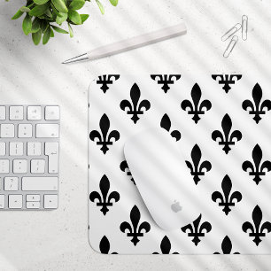Fleur de Lis Mönster, Royal Fransk, Black on White Musmatta