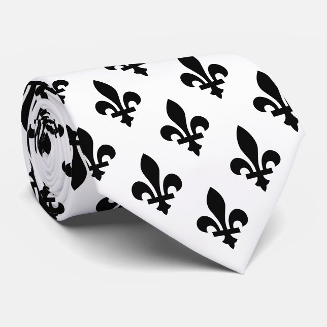 Fleur de Lis Mönster, Royal Fransk, Black on White Slips (Rullad)