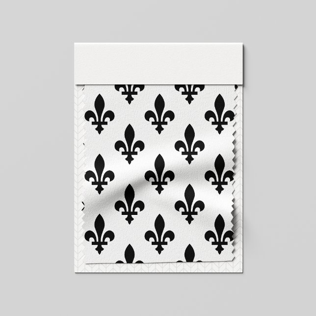 Fleur de Lis Mönster, Royal Fransk, Black on White Tyg (Skapare uppladdad)