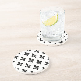 Fleur de Lis Mönster, Royal Fransk, Black on White Underlägg