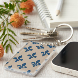 Fleur de Lis Mönster, Royal Fransk Blue på Cream