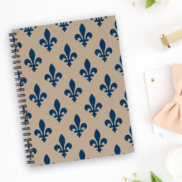 Fleur de Lis Mönster, Royal Fransk Blue på Cream Anteckningsbok