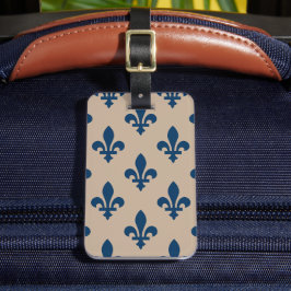 Fleur de Lis Mönster, Royal Fransk Blue på Cream Bagagebricka