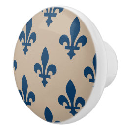 Fleur de Lis Mönster, Royal Fransk Blue på Cream Knopp