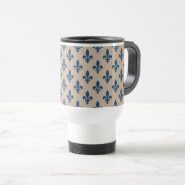 Fleur de Lis Mönster, Royal Fransk Blue på Cream Resemugg
