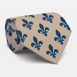 Fleur de Lis Mönster, Royal Fransk Blue på Cream Slips