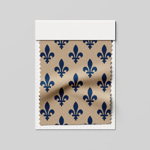 Fleur de Lis Mönster, Royal Fransk Blue på Cream Tyg
