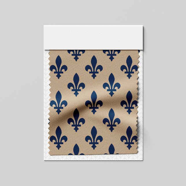 Fleur de Lis Mönster, Royal Fransk Blue på Cream Tyg (Skapare uppladdad)