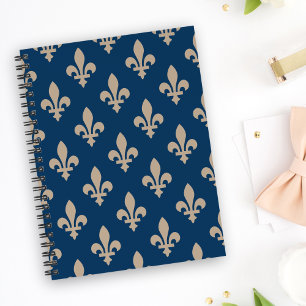 Fleur de Lis Mönster, Royal Fransk, Cream på Blue Anteckningsbok