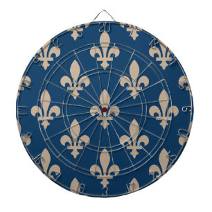Fleur de Lis Mönster, Royal Fransk, Cream på Blue Darttavla