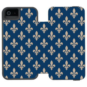 Fleur de Lis Mönster, Royal Fransk, Cream på Blue