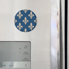 Fleur de Lis Mönster, Royal Fransk, Cream på Blue Magnet