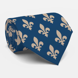 Fleur de Lis Mönster, Royal Fransk, Cream på Blue Slips