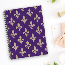 Fleur de Lis Mönster, Royal Fransk Cream på Lila