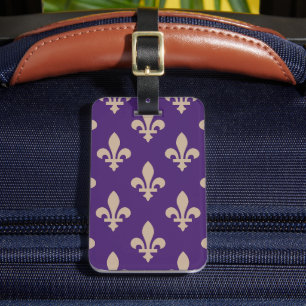 Fleur de Lis Mönster, Royal Fransk Cream på Lila Bagagebricka