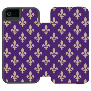 Fleur de Lis Mönster, Royal Fransk Cream på Lila