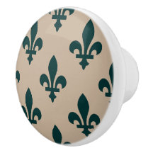 Fleur de Lis Mönster, Royal Fransk Grönt på Cream