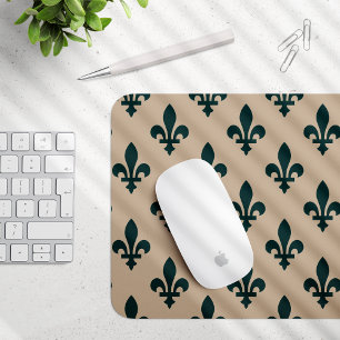 Fleur de Lis Mönster, Royal Fransk Grönt på Cream Musmatta