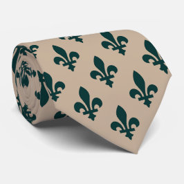 Fleur de Lis Mönster, Royal Fransk Grönt på Cream Slips
