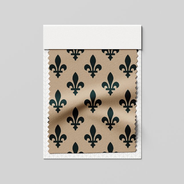 Fleur de Lis Mönster, Royal Fransk Grönt på Cream Tyg (Skapare uppladdad)