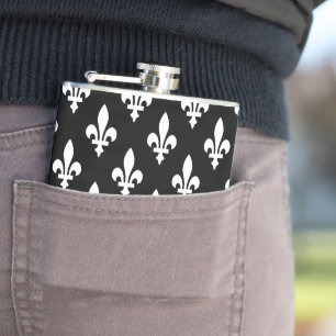 Fleur de Lis Mönster, Royal Fransk, White on Black Fickplunta