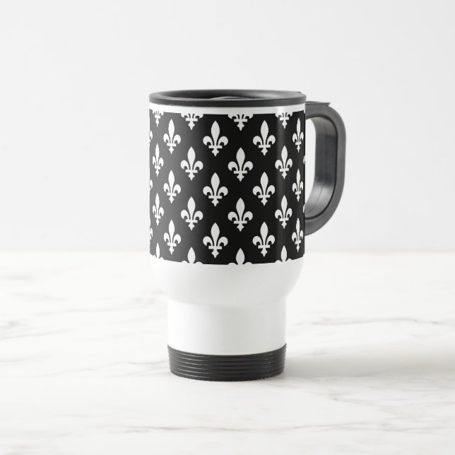 Fleur de Lis Mönster, Royal Fransk, White on Black Resemugg (Framsida höger)