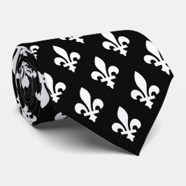 Fleur de Lis Mönster, Royal Fransk, White on Black Slips