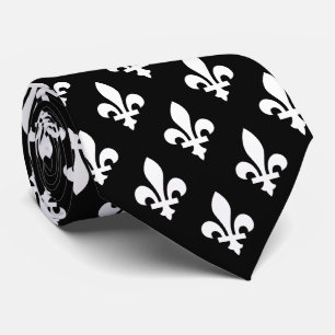 Fleur de Lis Mönster, Royal Fransk, White on Black Slips
