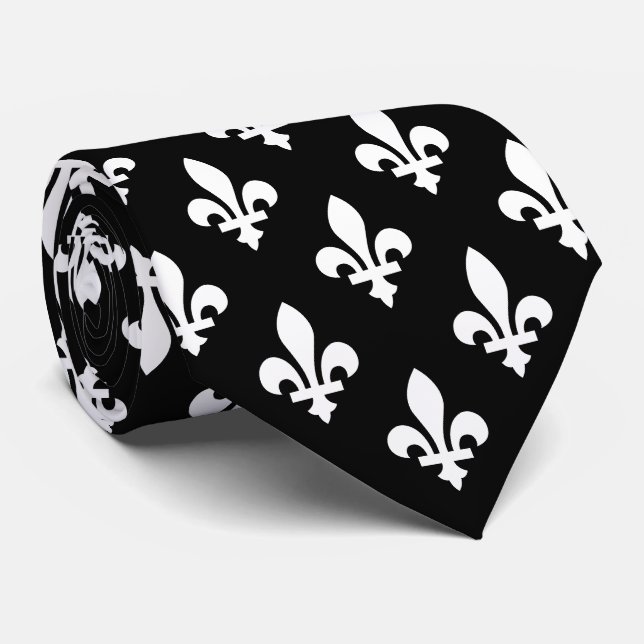 Fleur de Lis Mönster, Royal Fransk, White on Black Slips (Rullad)