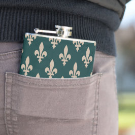 Fleur de Lis-mönster, Royal French Kräm på Grön Fickplunta