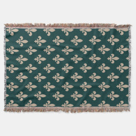 Fleur de Lis-mönster, Royal French Kräm på Grönt Filt