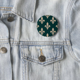 Fleur de Lis-mönster, Royal French Kräm på Grönt Knapp